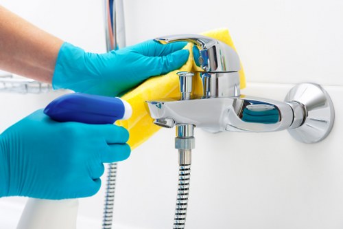 Professional carpet cleaners in East Barnet improving a well-used floor area